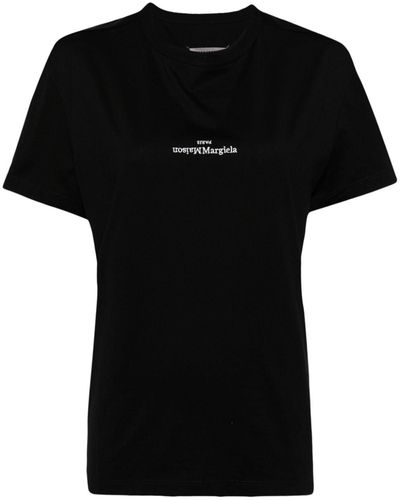 Maison Margiela Logo-embroidered Cotton T-shirt - ブラック