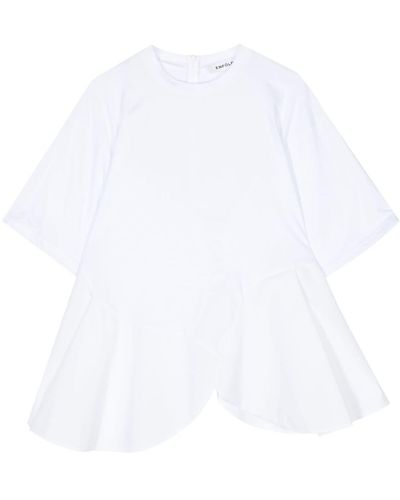 Enfold Chemise en coton à ourlet incurvé - Blanc