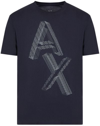 Armani Exchange T-shirt Met Grafische Print - Blauw