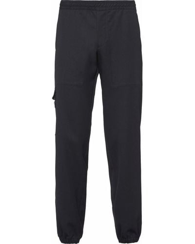 Prada Pantalon de jogging fuselé en laine - Noir