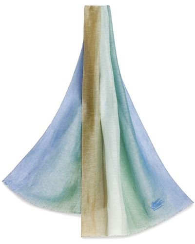 Etro Pegaso-motif Gradient-effect Scarf - Blue