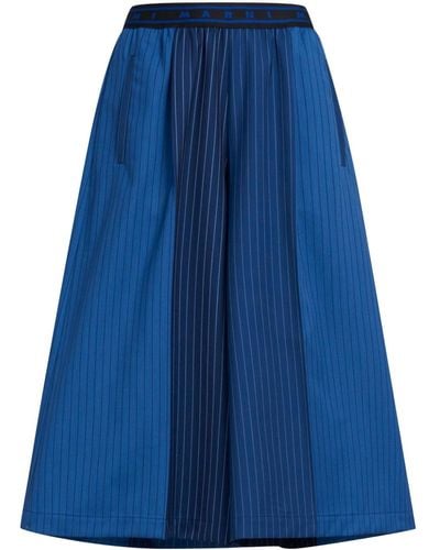 Marni Colour-block Pinstriped Culottes - Blue