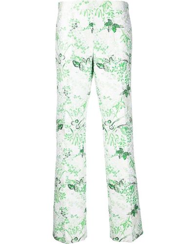 Giambattista Valli Leaf-jacquard Straight Trousers - White