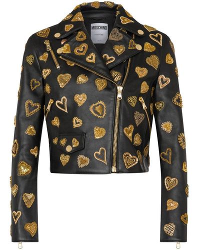 Moschino Veste de moto à design bicolore - Noir