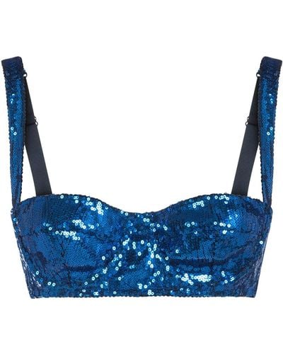 Dolce & Gabbana Sequin-embellished Bra - Blue