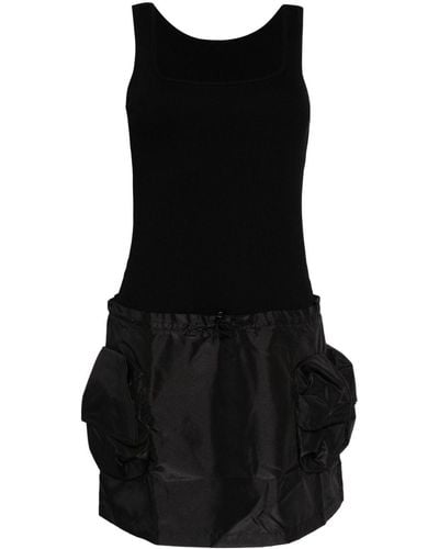 JNBY Contrasting-fabrics sleeveless minidress - Negro