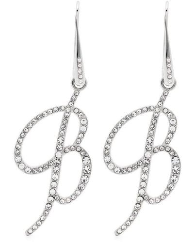 Blumarine B-monogram Rhinestone Earrings - White