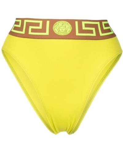 Versace Bikini Bottom With Greca Detail - Yellow