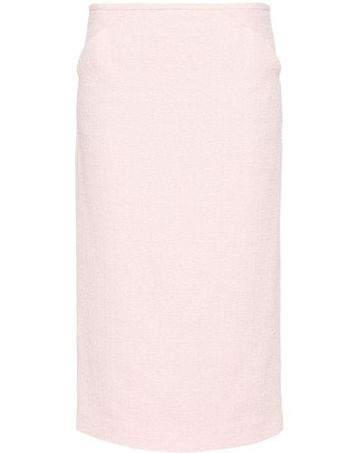 N°21 Tweed Fitted Midi Skirt - Pink