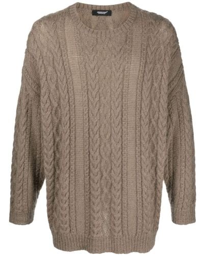 Undercover Cable-knit Crew-neck Jumper - Brown