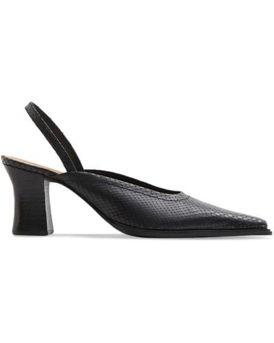 Filippa K 70mm Snakeskin-effect Leather Slingback Court Shoes - Black
