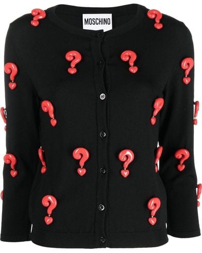 Moschino Cardigan Red Question Marks - Nero