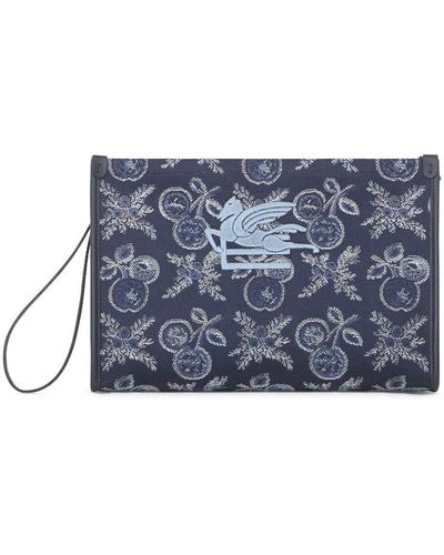 Etro Kosmetiktasche mit Jacquardmuster - Blau