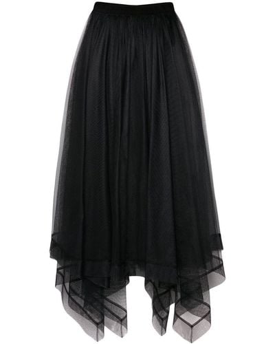 Alexander McQueen Asymmetric-design Tiered-skirt - Black