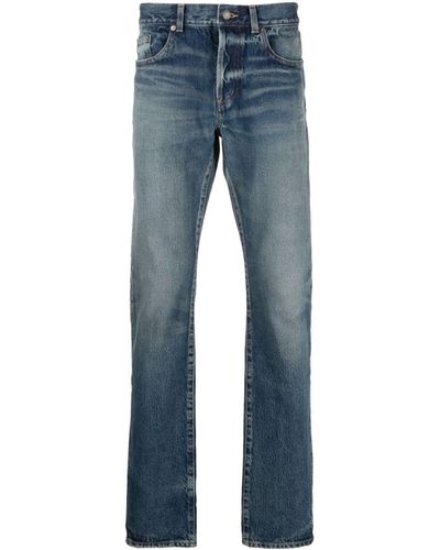 Saint Laurent Gerade Jeans mit Stone-Wash-Effekt - Blau