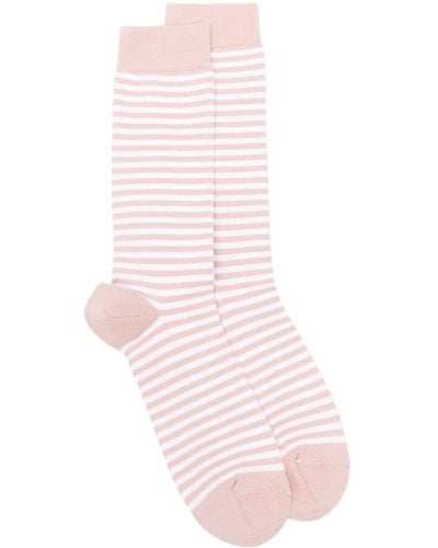 Sunspel Striped Ankle Socks - Pink