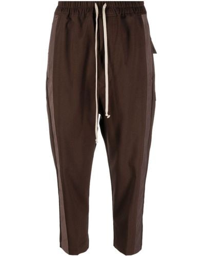 Rick Owens Side-stripe Cropped Trousers - Brown