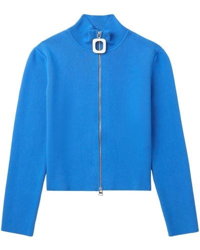 JW Anderson Zip-up Ribbed-knit Cardigan - Blue