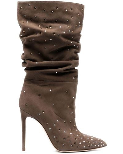 Paris Texas Rhinestone-embellished 105mm Boots - Brown