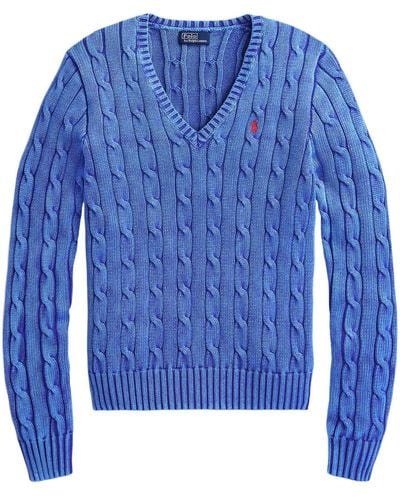 Polo Ralph Lauren ケーブルニット Vネックセーター - ブルー