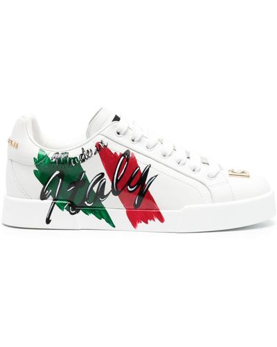 Dolce & Gabbana Handbemalte Sneakers - Weiß