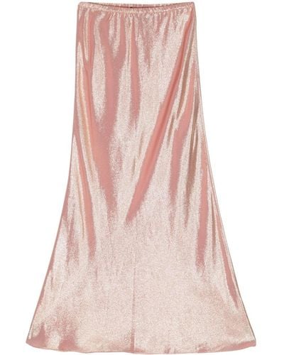 Cynthia Rowley Lamé-effect Maxi Silk Skirt - Pink