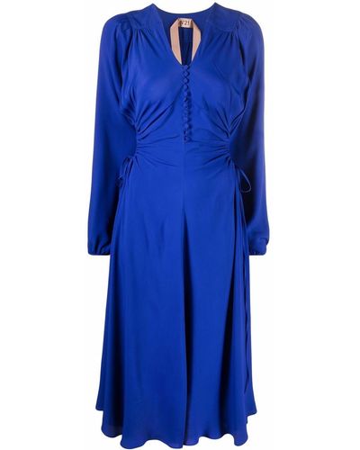 N°21 シャーリング カットアウト ドレス - ブルー