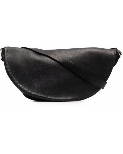 Guidi Curved Messenger Bag - Black