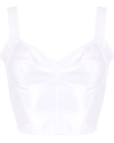 Dolce & Gabbana Cropped lace panel top - Blanco
