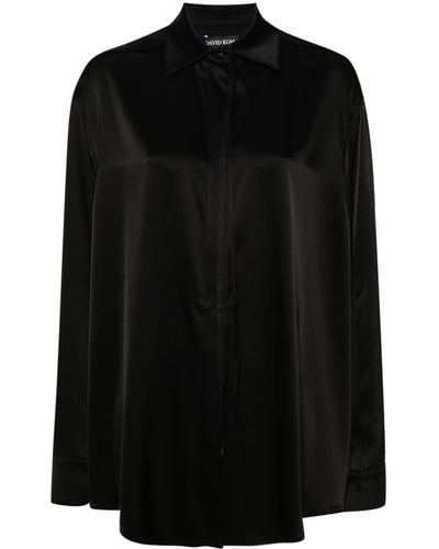 David Koma Satin-weave Shirt - Black
