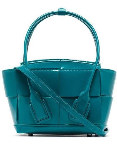 Bottega Veneta Mini Arco Maxi-intrecciato Leather Tote Bag - Blue