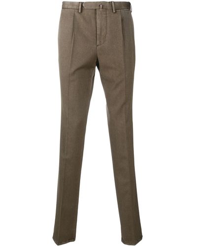 Dell'Oglio Inverted Pleat Wool Pants - Brown