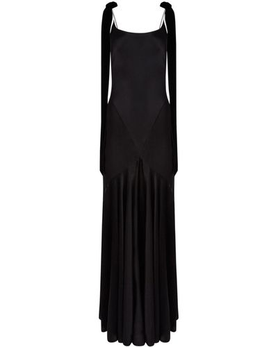 Nina Ricci Bow Satin Maxi Dress - Black