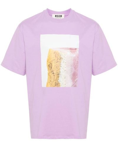 MSGM X Ducci Maria Gambi T-shirt Met Print - Roze
