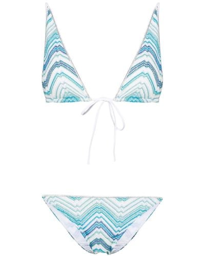 Missoni Zigzag-woven Lurex Bikini - Blue