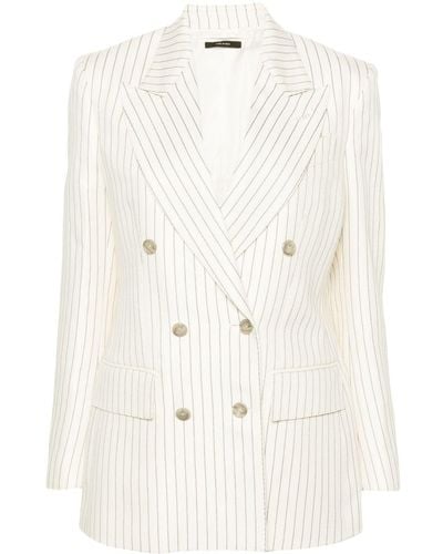 Tom Ford Wool Double-Breasted Jacket - Natural