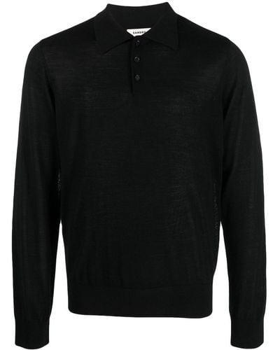 Sandro Long-sleeved Polo Sweater - Black