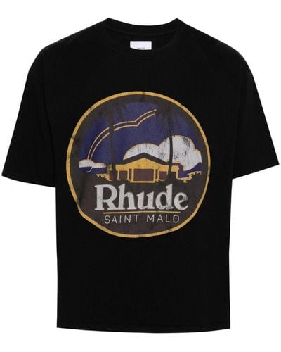 Rhude T-Shirt mit Logo-Print - Schwarz