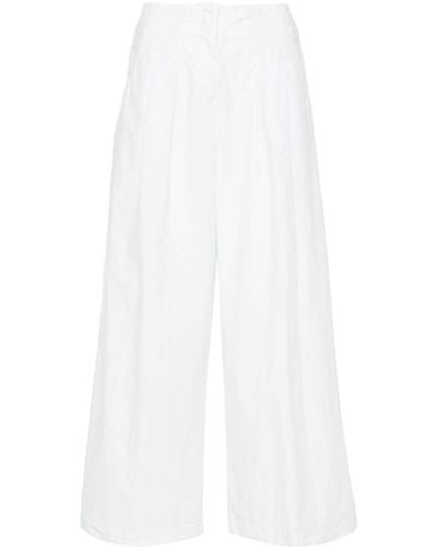 Peserico Pleated Cotton Wide Trousers - White