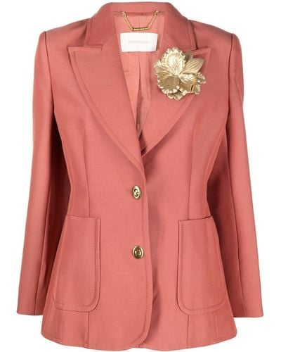 Zimmermann Floral-appliqué Single-breasted Blazer - Pink