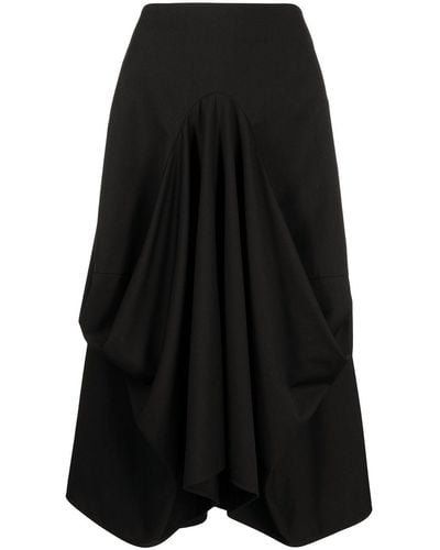 Goen.J Structured Draping Midi Skirt - Black