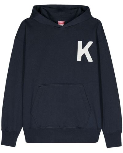 KENZO Lucky Tiger Cotton Hoodie - Blue