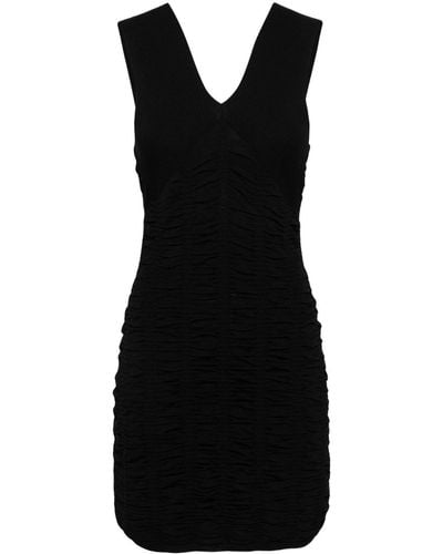 Twin Set Ruched Sleeveless Mini Dress - Black