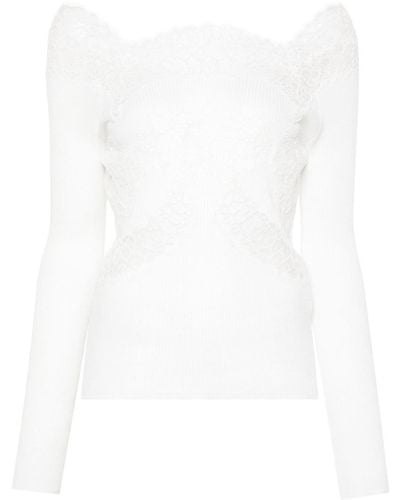 Ermanno Scervino Lace-panel Knitted Top - White