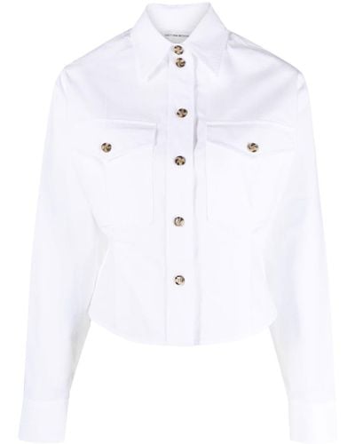 Victoria Beckham Cropped Cotton Shirt - White