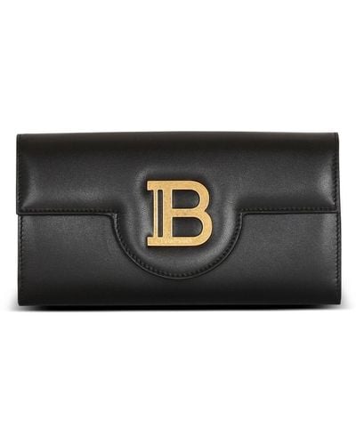 Balmain B-buzz Leather Wallet On Chain - Black