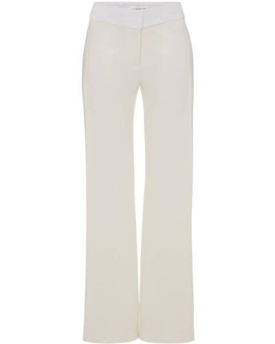 Victoria Beckham Pantalon à taille contrastante - Blanc