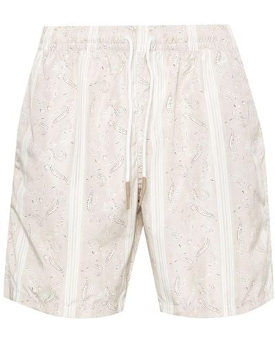 Eleventy Floral-print Swim Shorts - White