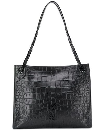 Saint Laurent NIKI medium shopping bag in crocodile-embossed leather - Nero