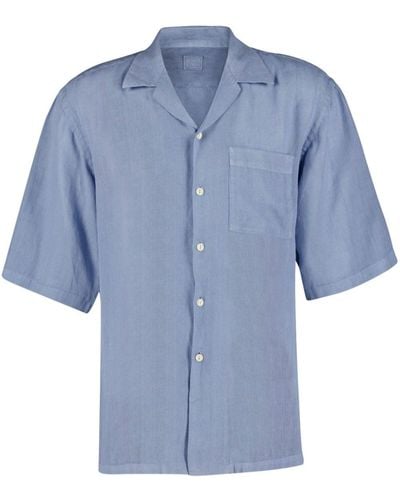 120% Lino Leinenhemd mit Reverskragen - Blau